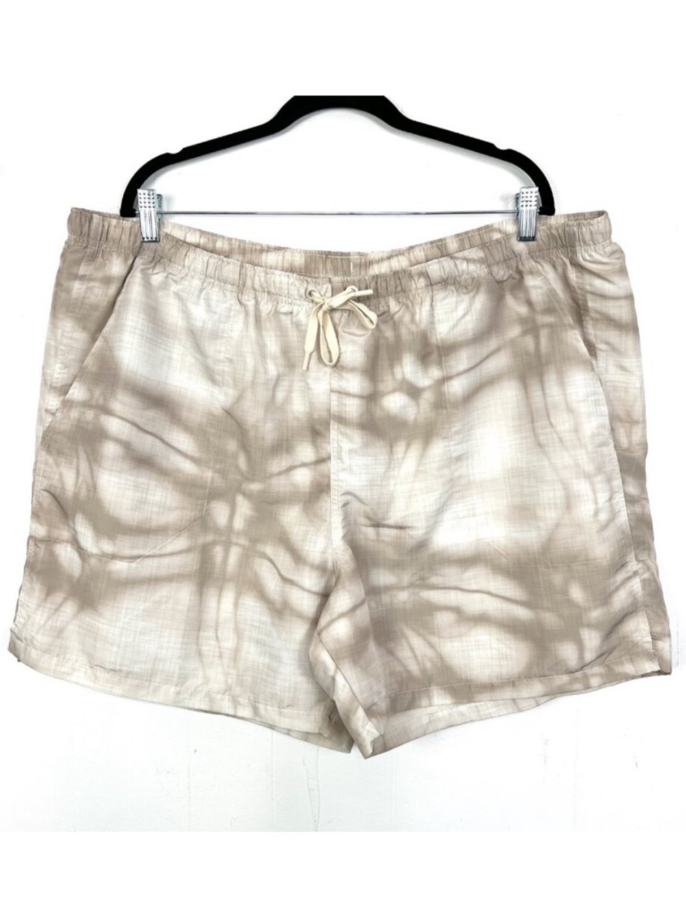 DSG Active Rec Shorts Tan White Tie Dye Mesh Lined‎ Men's Size XXL 2XL